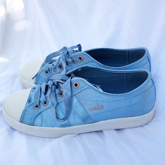 GOLA x ANTHROPOLOGIE | LIGHT BLUE/WHITE COASTER SATIN SNEAKERS SIZE 7 - Picture 4 of 8